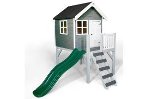 Little Rascals Painted Jasper Wooden Playhouse in Pebble Grey