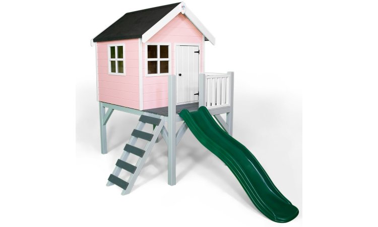Little Rascals Painted Jasper Wooden Playhouse in Flamingo Pink