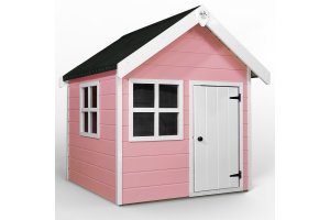 Little Rascals Painted Tinkerbell Wooden Playhouse In Raspberry Ripple