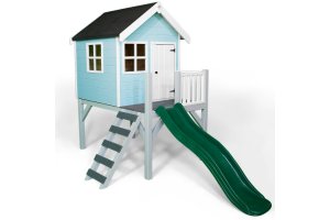Little Rascals Painted Jasper Wooden Playhouse in Baby Blue