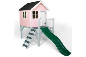 Little Rascals Painted Jasper Wooden Playhouse in Flamingo Pink