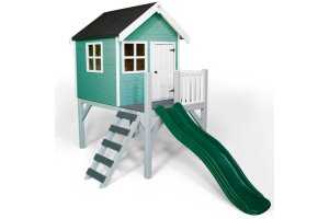 Little Rascals Painted Jasper Wooden Playhouse in Mermaid Green