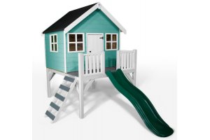 Little Rascals Painted Felix Wooden Playhouse in Mermaid Green
