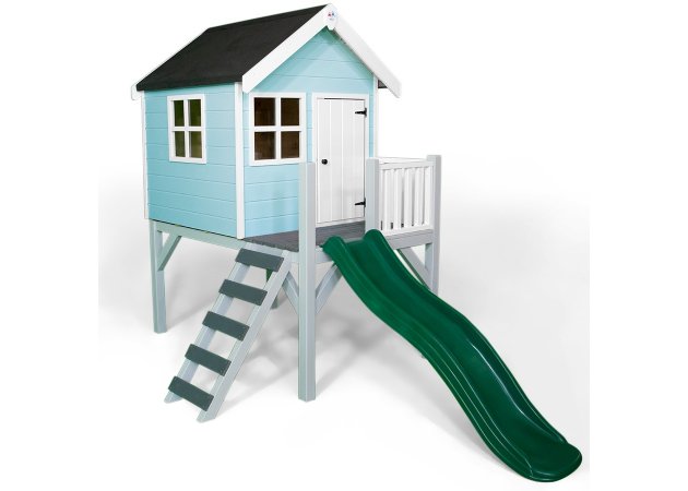 Little Rascals Painted Jasper Wooden Playhouse in Baby Blue