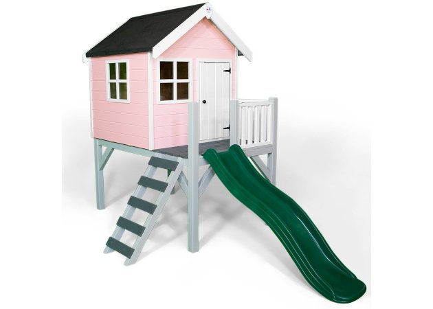 Little Rascals Painted Jasper Wooden Playhouse in Flamingo Pink