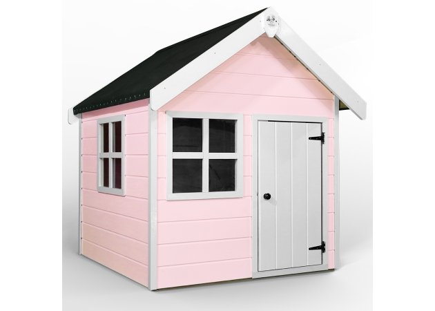 Little Rascals Painted Tinkerbell Wooden Playhouse In Flamingo Pink