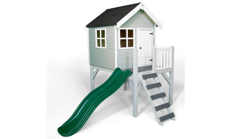 Little Rascals Painted Jasper Wooden Playhouse in Dolphin Grey